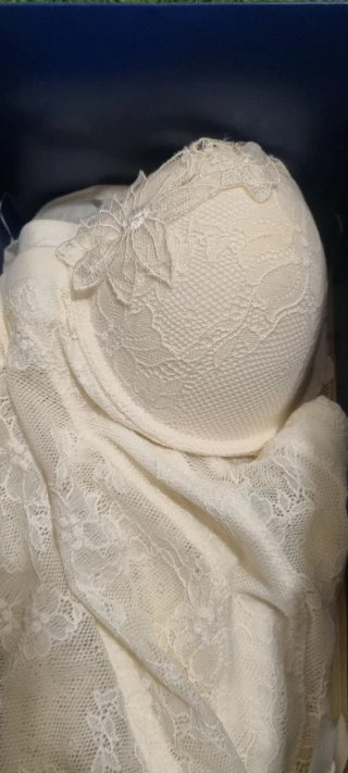 Corsé Nupcial Beige y Blanco Encaje