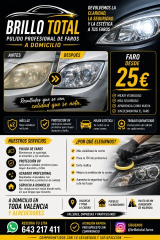 Pulidos se faros a domicilio