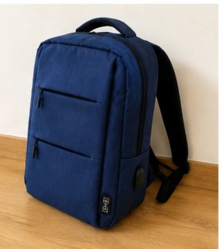 Mochila portátil azul con USB