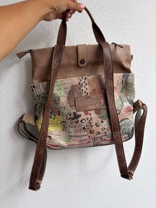 Mochila Anekke Anneke Beige Multicolor