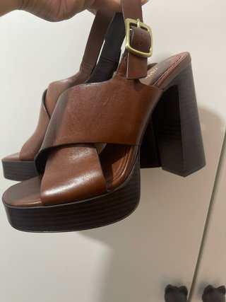 Sandalias Zara Piel Talla 37 Plataforma