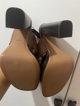 Sandalias Zara Piel Talla 37 Plataforma
