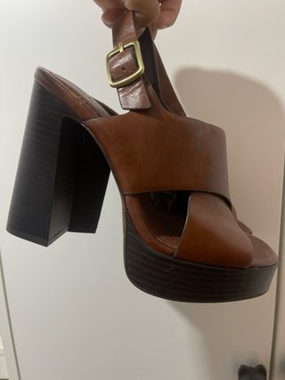 Sandalias Zara Piel Talla 37 Plataforma