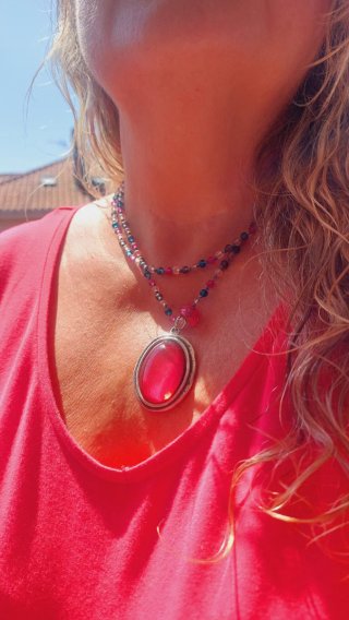 Collar verano rosa y plata