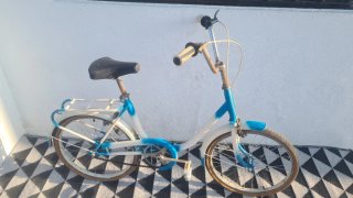 Bicicleta Plegable Vintage Azul y Blanca