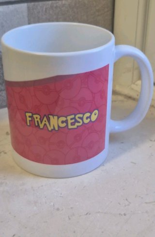 Tazza Pikachu Ceramica Bianca Nome Francesco