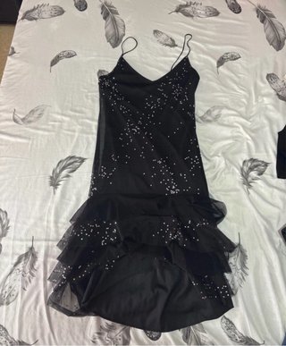 Vestido midi transparente con brillos