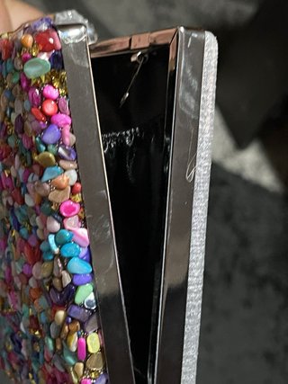 Bolso de fiesta pedrería multicolor