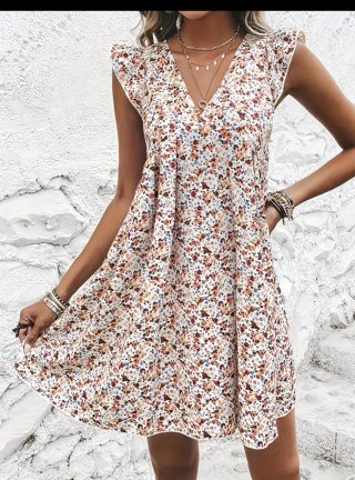 Vestido floral blanco y multicolor