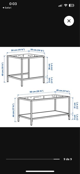 Mesa centro IKEA Vittsjo cristal y metal negro