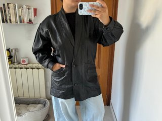 Chaqueta Cuero Negra Vintage
