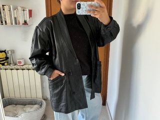 Chaqueta Cuero Negra Vintage