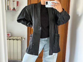 Chaqueta Cuero Negra Vintage
