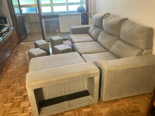 Sofá Cama con Puf auxiliar Chaise Longue