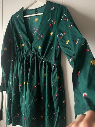 Vestido verde estampado flores talla 10