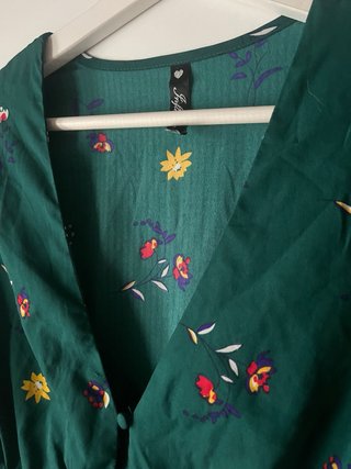 Vestido verde estampado flores talla 10