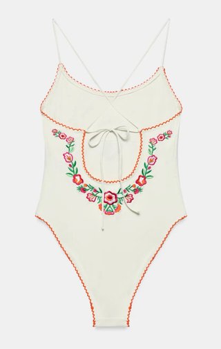 Bañador Zara bordado flores Talla XL NUEVO