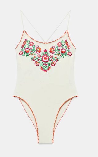 Bañador Zara bordado flores Talla XL NUEVO