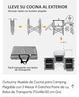 Mueble Cocina Camping Outsunny Plegable