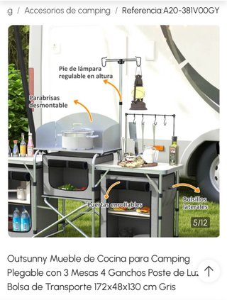 Mueble Cocina Camping Outsunny Plegable