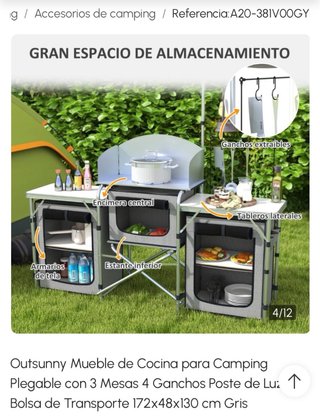 Mueble Cocina Camping Outsunny Plegable