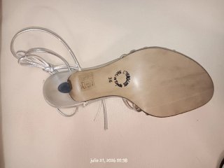 Sandalias plateadas tacón talla 36