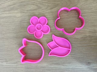 Cortadores Biscoitos 3D Flor e Tulipa