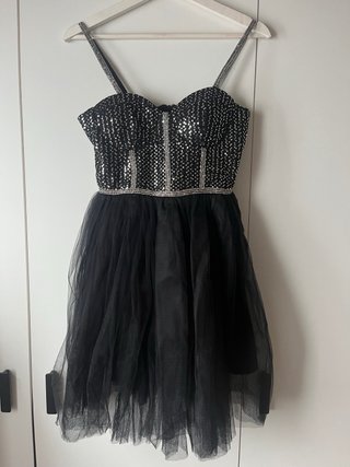 Vestido Rare London lentejuelas negro S