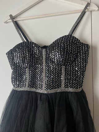 Vestido Rare London lentejuelas negro S