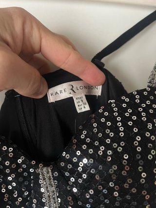 Vestido Rare London lentejuelas negro S