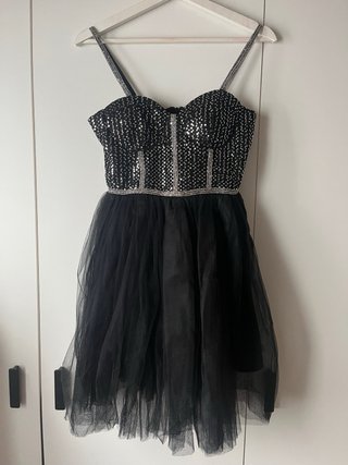 Vestido Rare London lentejuelas negro S