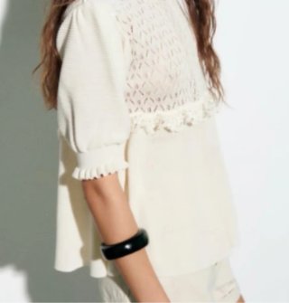 Blusa Zara Beige/Blanca Encaje