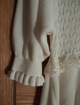 Blusa Zara Beige/Blanca Encaje