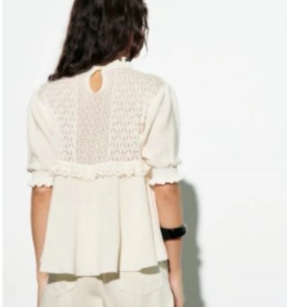 Blusa Zara Beige/Blanca Encaje