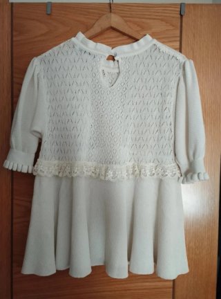 Blusa Zara Beige/Blanca Encaje