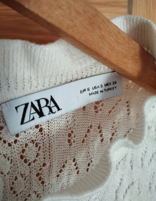 Blusa Zara Beige/Blanca Encaje
