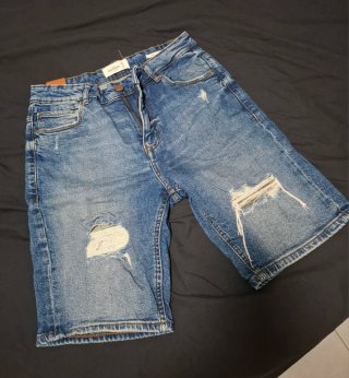 Jeans Shorts Pull&Bear Denim Strappati