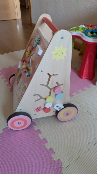 Carrito Andador de madera 2 en 1 con Frenos