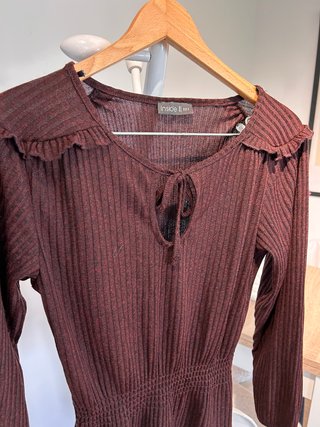 Camiseta canalé Inside marrón manga larga