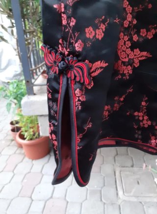 Abito Qipao Seta Nero/Rosso Taglia S