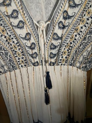 Vestido largo blanco y azul