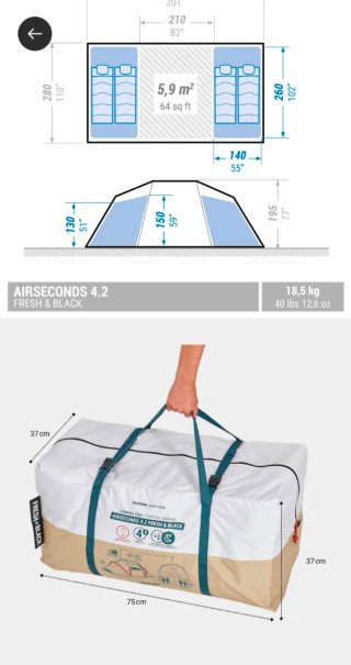 Tienda campaña hinchable Quechua 4 personas