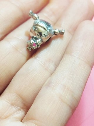 Plata Charm Niña con Osito Rosa