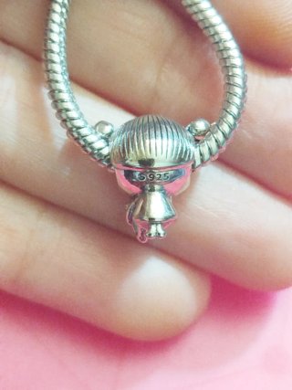 Plata Charm Niña con Osito Rosa