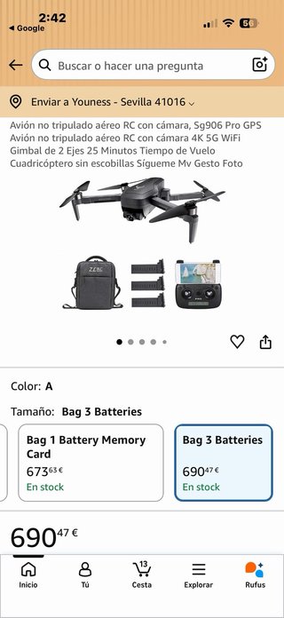 Dron SG906 Pro con mando y accesorios