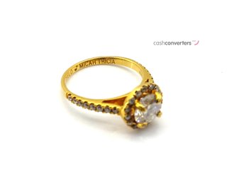 sortija oro 18k con piedra con diamante