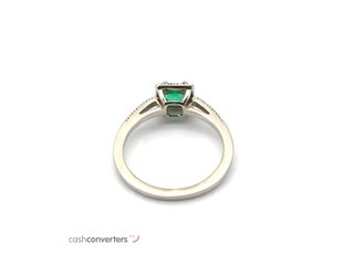 sortija oro 18k con piedra con diamante,esmeralda