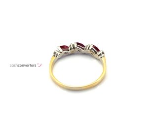 anillo oro 18k con piedra con diamante,rubi t. 16 (17,84 mm)