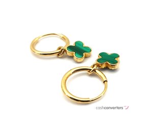 pendientes oro 18k con piedra con malaquita,onix