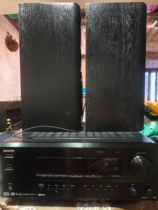 Amplificador Onkyo y Altavoces Technics Negros
